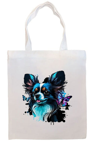 Canvas Tote Bag, Zippered With Handles & Inner Pocket, "Papillon"-2