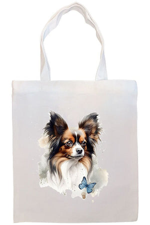 Canvas Tote Bag, Zippered With Handles & Inner Pocket, "Papillon"-3