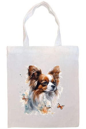 Canvas Tote Bag, Zippered With Handles & Inner Pocket, "Papillon"-4