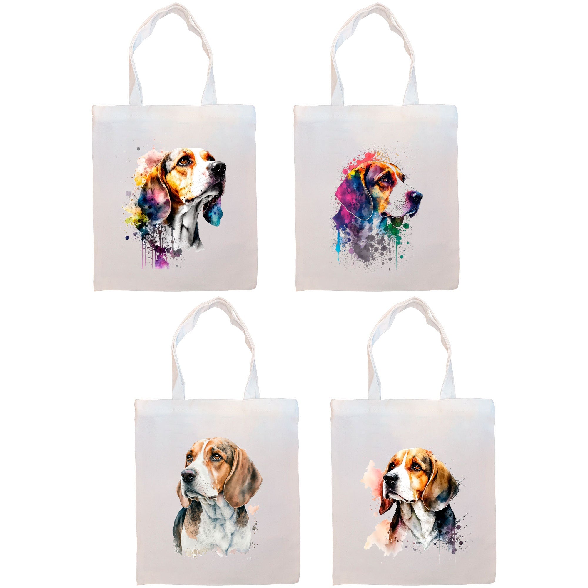 Canvas Tote Bag, Zippered With Handles & Inner Pocket, "Beagle"-0