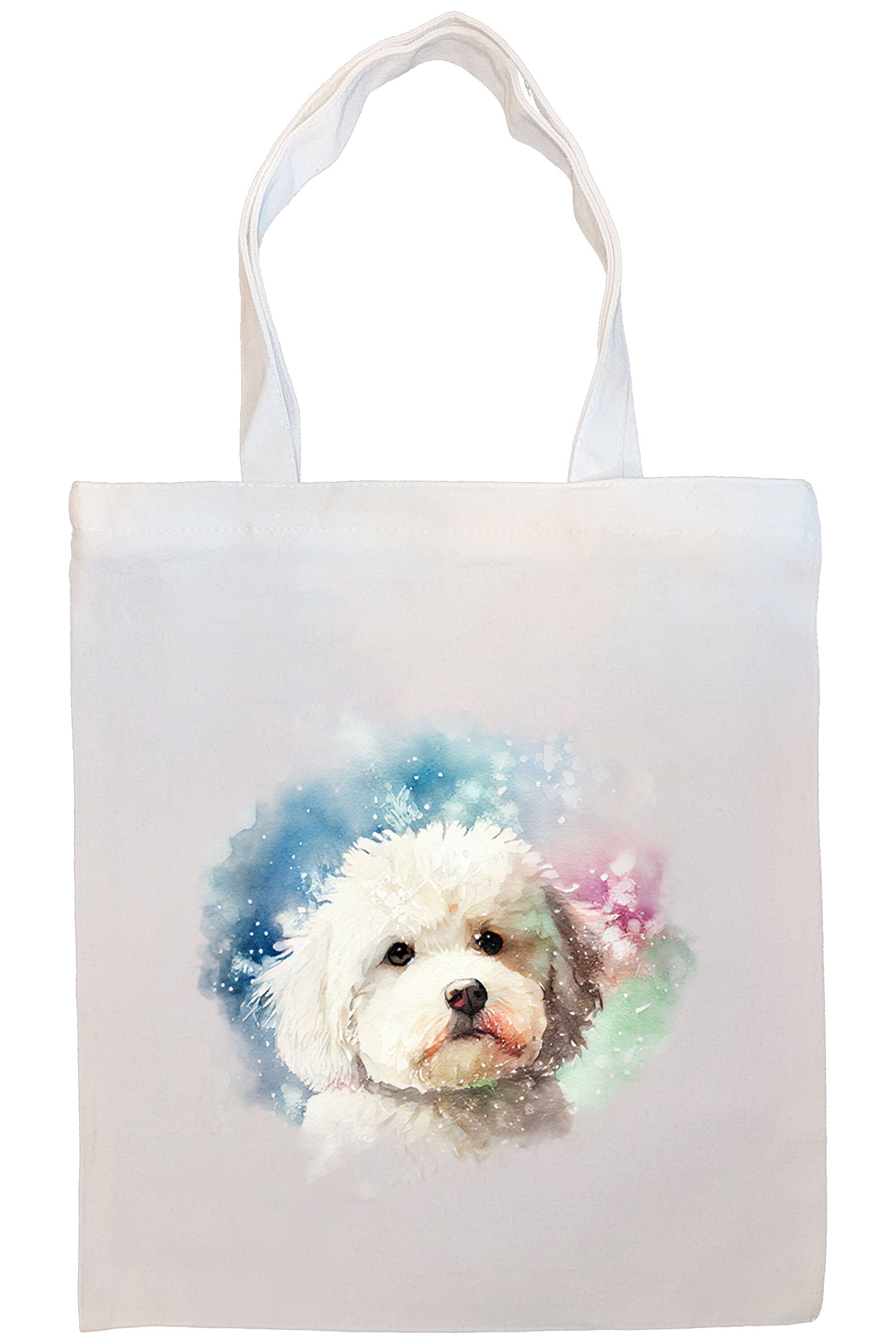 Canvas Tote Bag, Zippered With Handles & Inner Pocket, "Bichon Frise"-2