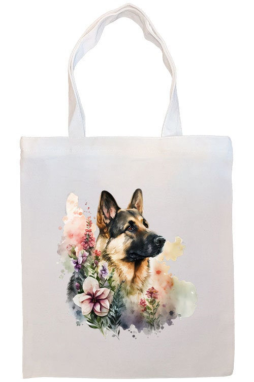 Canvas Tote Bag, Zippered With Handles & Inner Pocket, "German Shepherd"-4