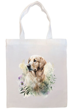 Canvas Tote Bag, Zippered With Handles & Inner Pocket, "Golden Retriever"-2