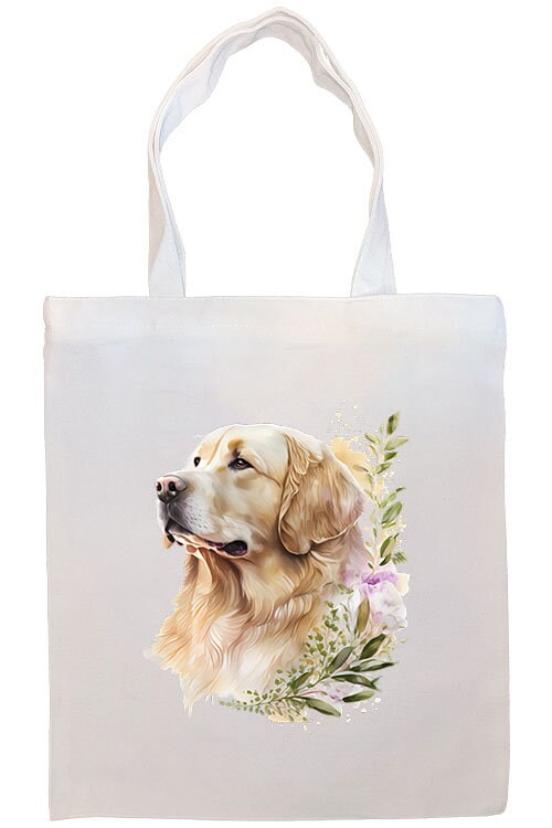 Canvas Tote Bag, Zippered With Handles & Inner Pocket, "Golden Retriever"-3