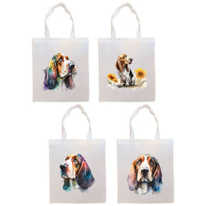 Canvas Tote Bag, Zippered With Handles & Inner Pocket, "Basset Hound"-0