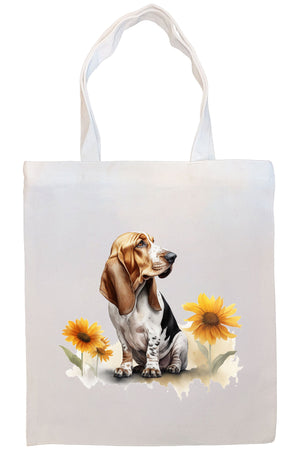 Canvas Tote Bag, Zippered With Handles & Inner Pocket, "Basset Hound"-3