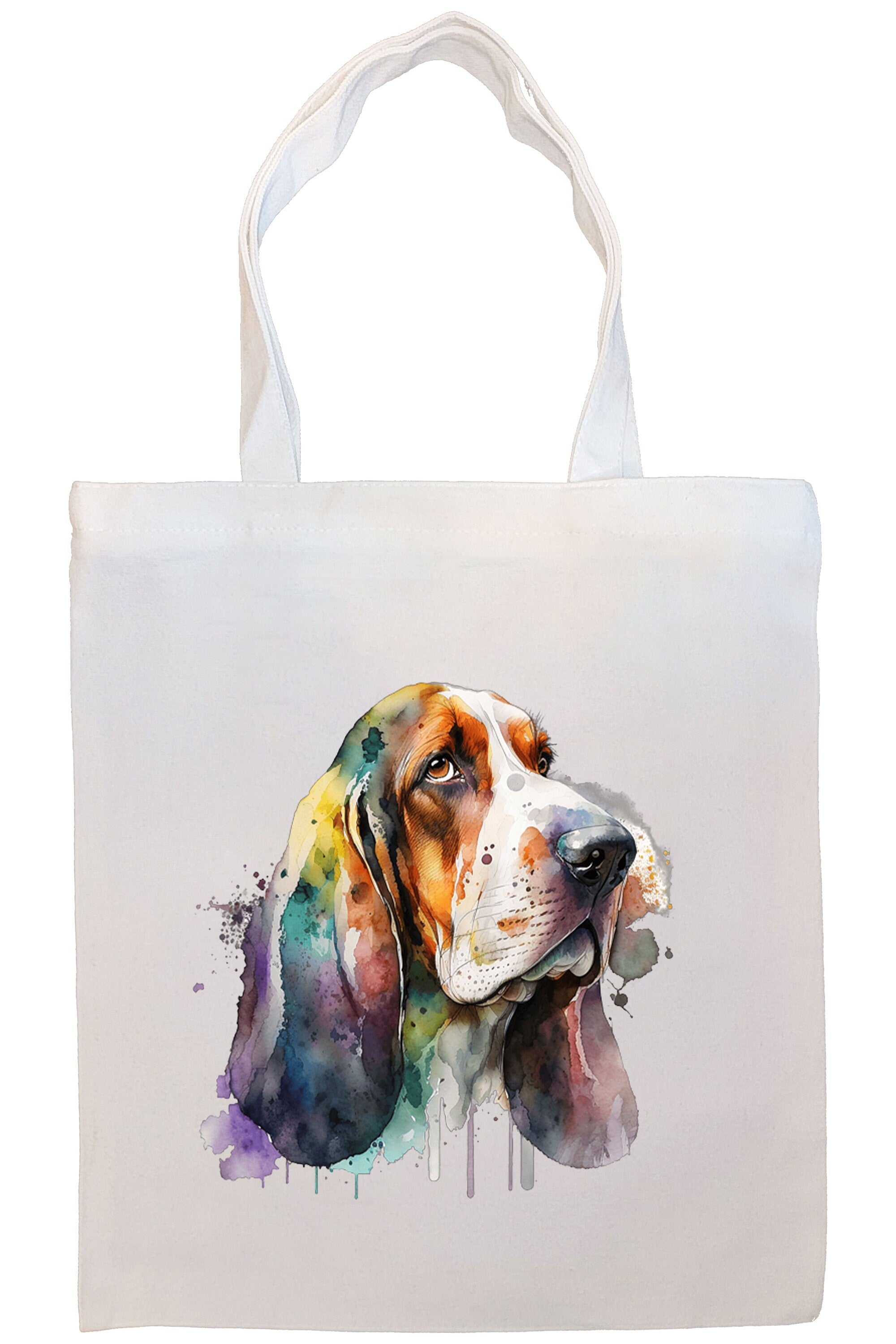 Canvas Tote Bag, Zippered With Handles & Inner Pocket, "Basset Hound"-2