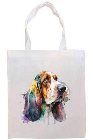 Canvas Tote Bag, Zippered With Handles & Inner Pocket, "Basset Hound"-2