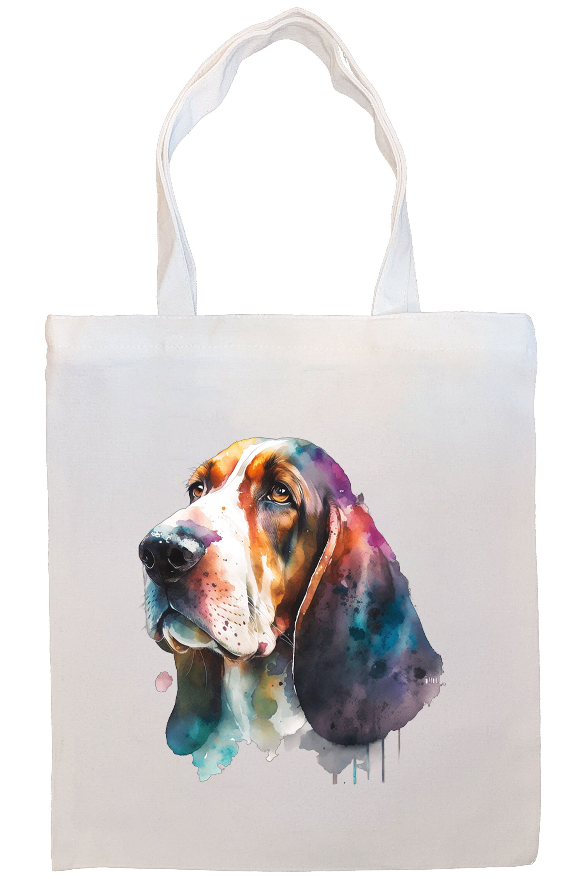 Canvas Tote Bag, Zippered With Handles & Inner Pocket, "Basset Hound"-4