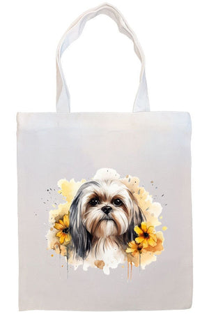 Canvas Tote Bag, Zippered With Handles & Inner Pocket, "Shih Tzu"-2