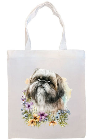 Canvas Tote Bag, Zippered With Handles & Inner Pocket, "Shih Tzu"-3