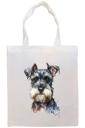 Canvas Tote Bag, Zippered With Handles & Inner Pocket, "Schnauzer"-3