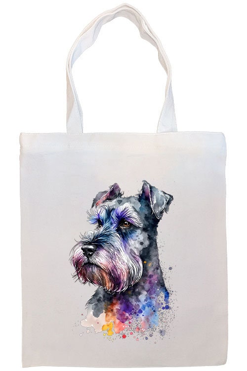 Canvas Tote Bag, Zippered With Handles & Inner Pocket, "Schnauzer"-2