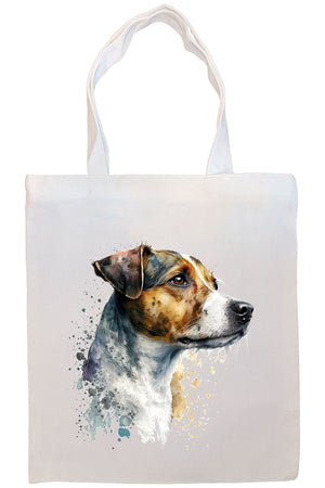 Canvas Tote Bag, Zippered With Handles & Inner Pocket, "Jack Russell Terrier"-4