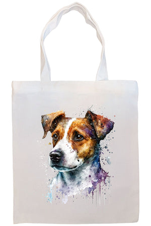 Canvas Tote Bag, Zippered With Handles & Inner Pocket, "Jack Russell Terrier"-3