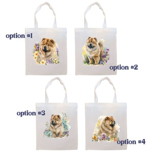 Canvas Tote Bag, Zippered With Handles & Inner Pocket, "Chow Chow"-1