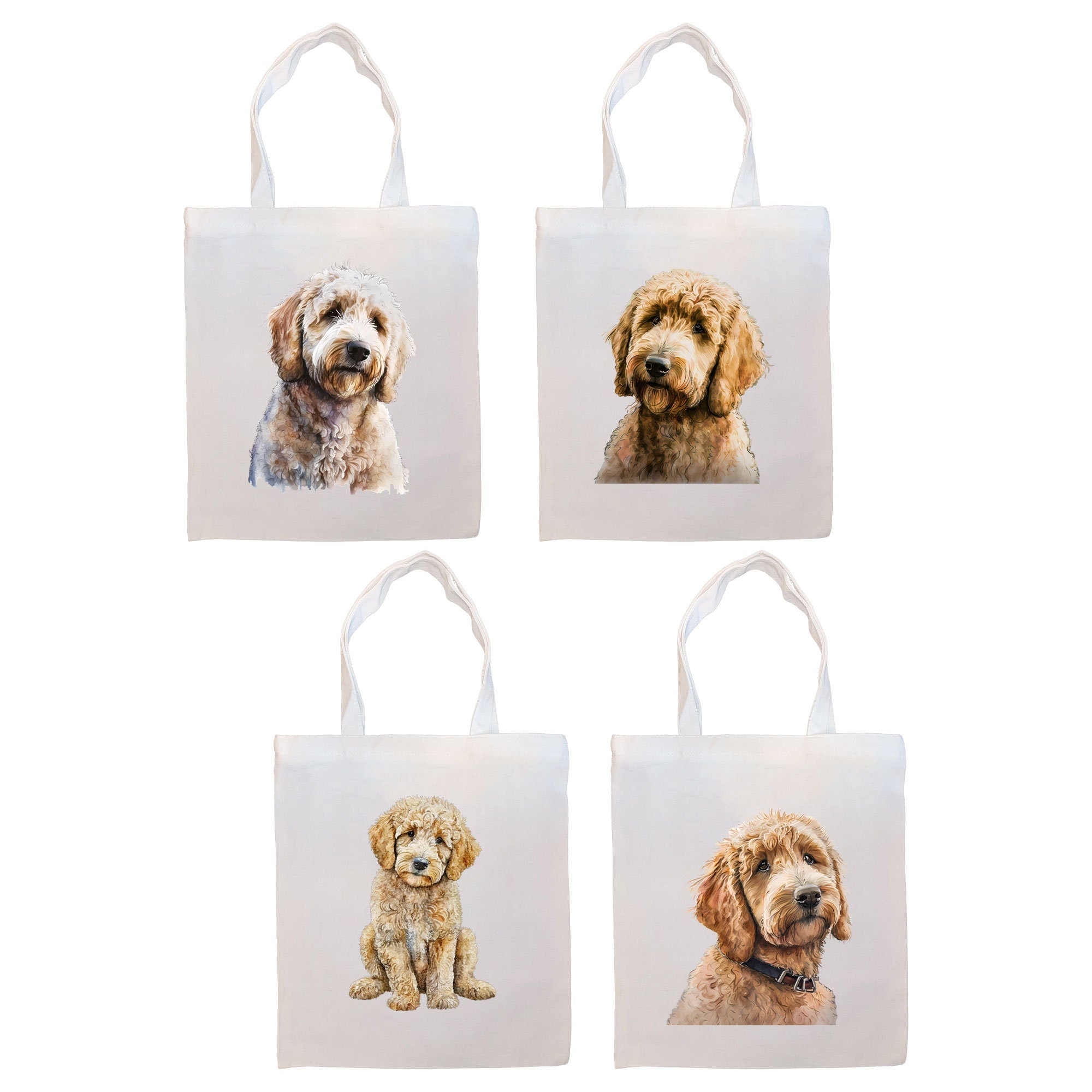 Canvas Tote Bag, Zippered With Handles & Inner Pocket, "Goldendoodle"-0