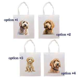 Canvas Tote Bag, Zippered With Handles & Inner Pocket, "Goldendoodle"-1