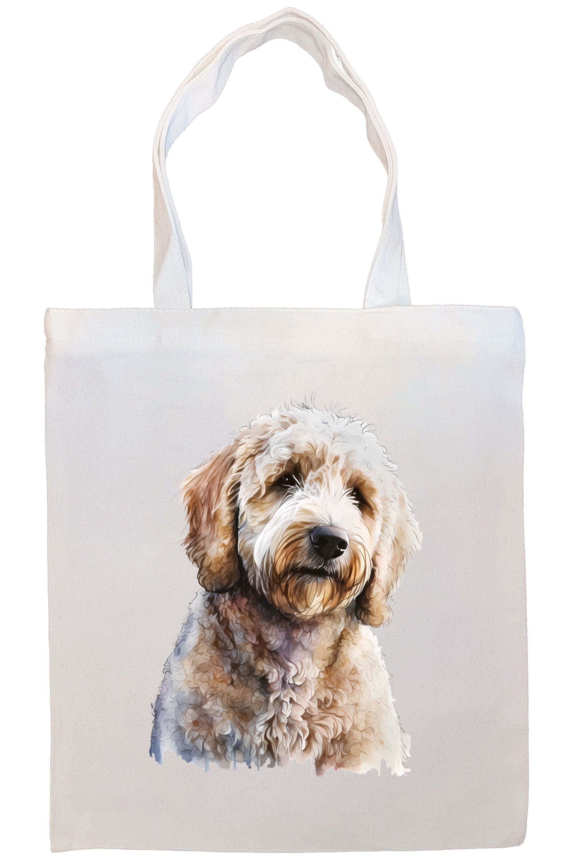 Canvas Tote Bag, Zippered With Handles & Inner Pocket, "Goldendoodle"-3