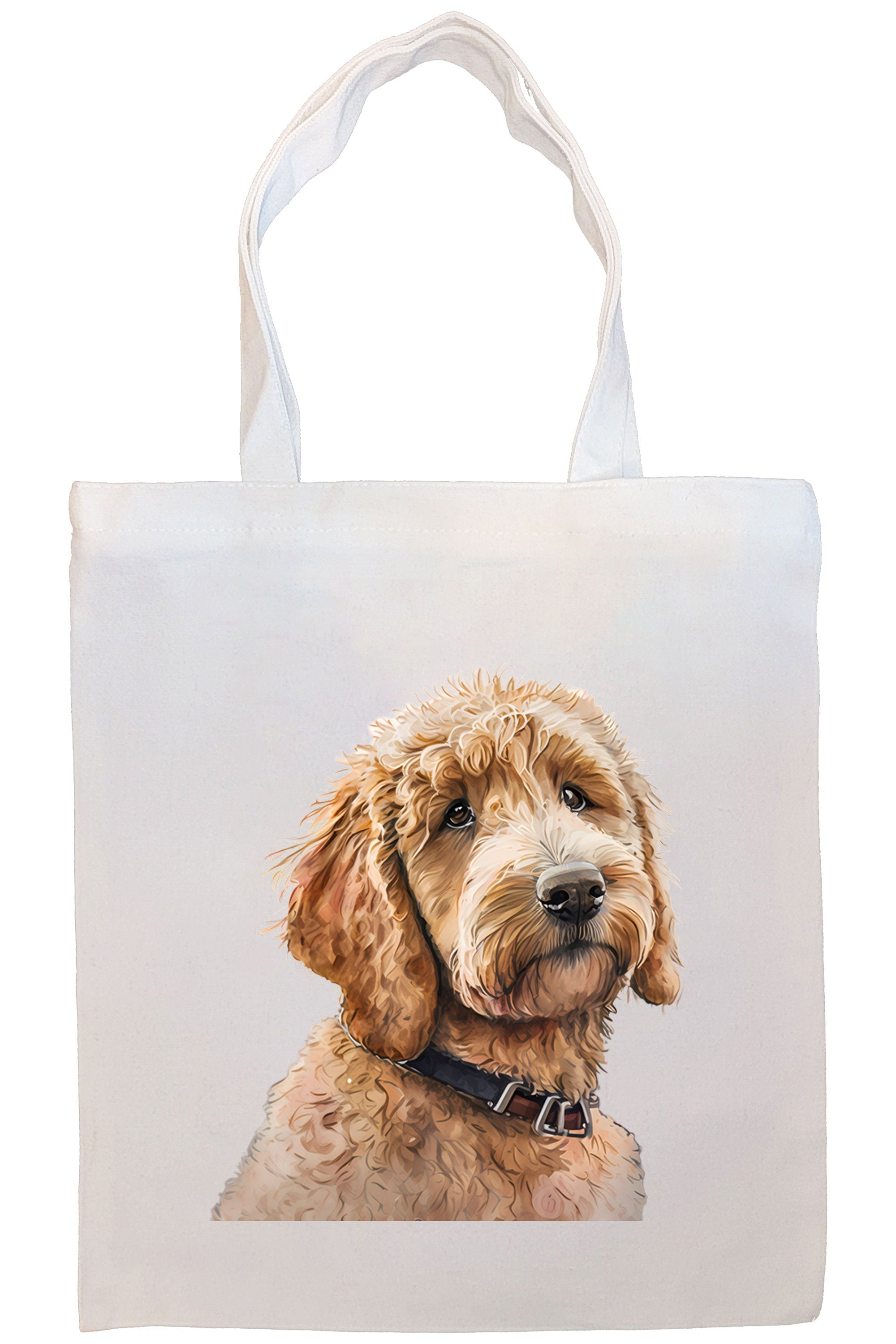 Canvas Tote Bag, Zippered With Handles & Inner Pocket, "Goldendoodle"-2