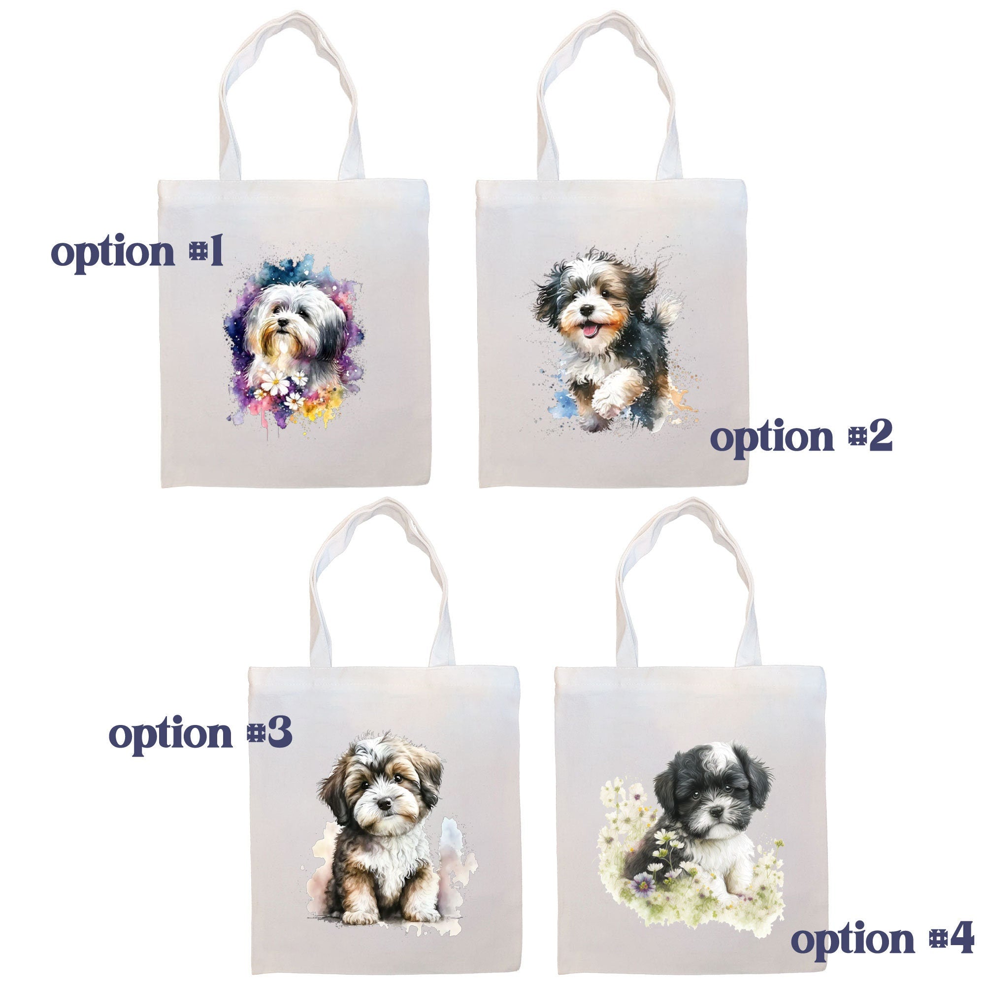 Canvas Tote Bag, Zippered With Handles & Inner Pocket, "Havanese"-1