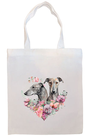 Canvas Tote Bag, Zippered With Handles & Inner Pocket, "Greyhound"-4