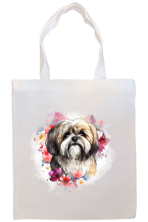 Canvas Tote Bag, Zippered With Handles & Inner Pocket, "Lhasa Apso"-4