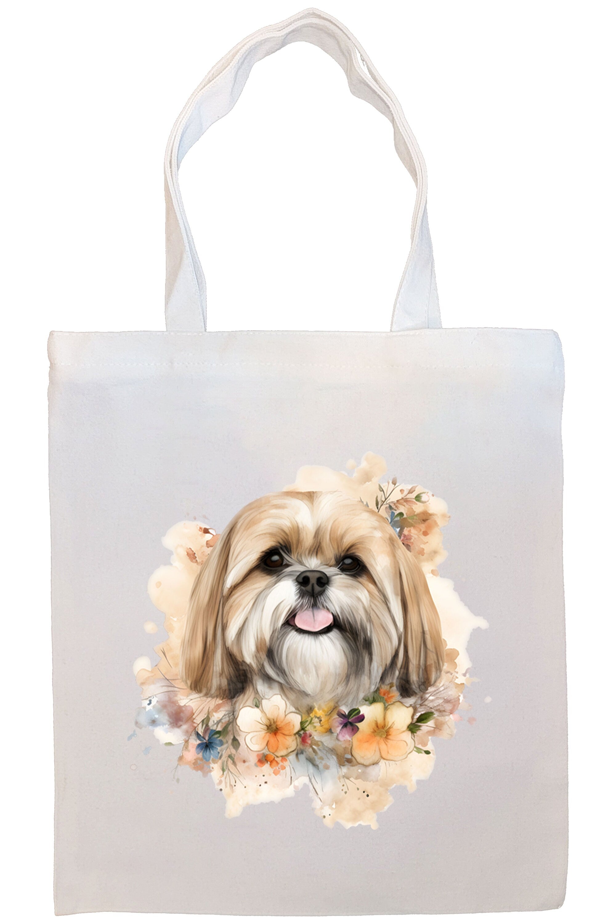 Canvas Tote Bag, Zippered With Handles & Inner Pocket, "Lhasa Apso"-2