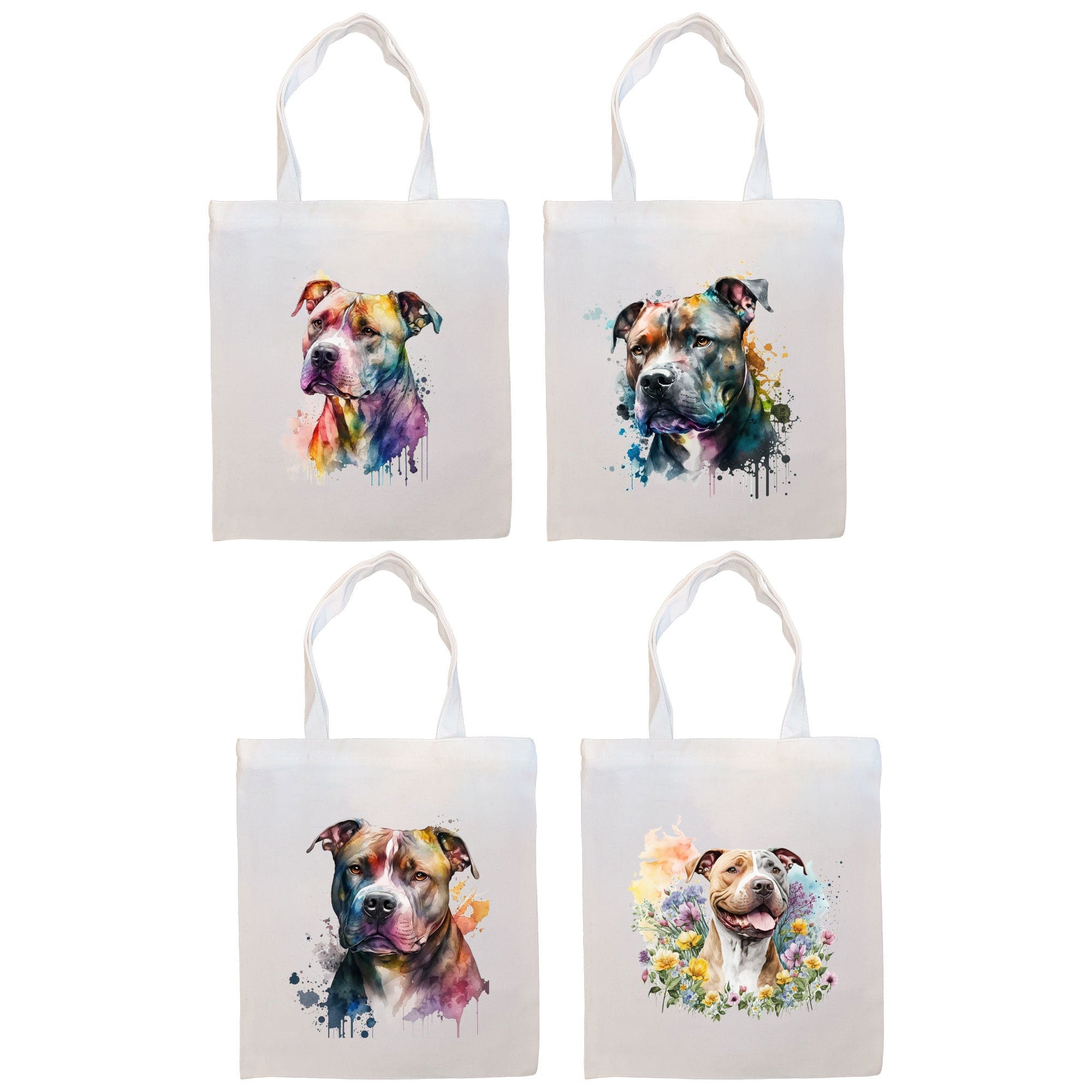 Canvas Tote Bag, Zippered With Handles & Inner Pocket, "Pit Bull"-0