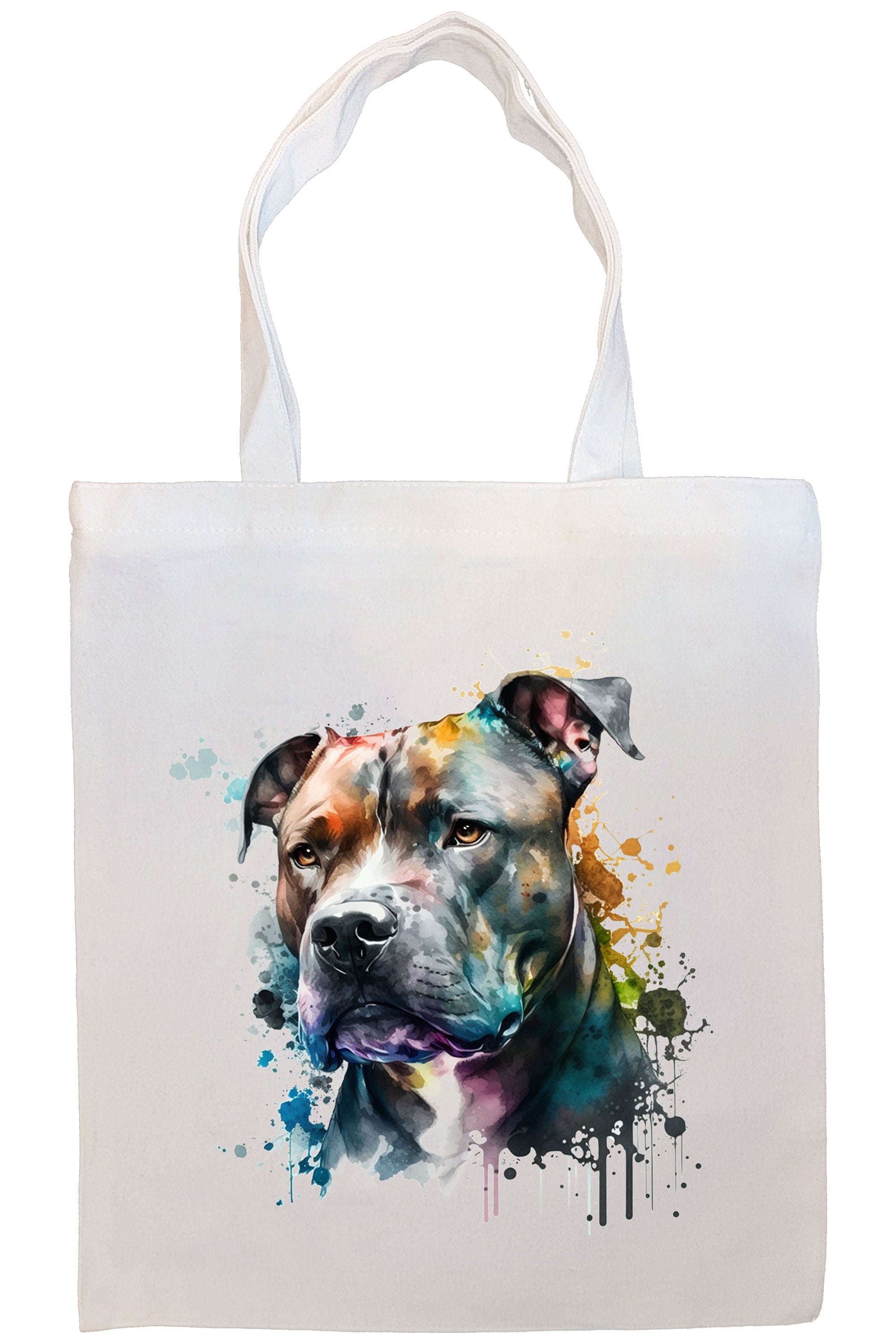 Canvas Tote Bag, Zippered With Handles & Inner Pocket, "Pit Bull"-3