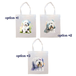 Canvas Tote Bag, Zippered With Handles & Inner Pocket, "Old English Sheepdog"-1