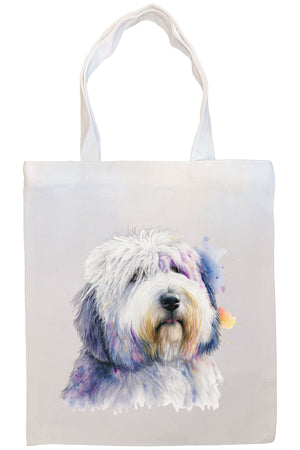 Canvas Tote Bag, Zippered With Handles & Inner Pocket, "Old English Sheepdog"-4