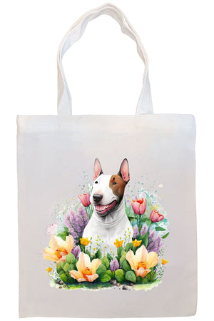 Canvas Tote Bag, Zippered With Handles & Inner Pocket, "Bull Terrier"-2