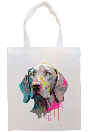 Canvas Tote Bag, Zippered With Handles & Inner Pocket, "Weimaraner"-3