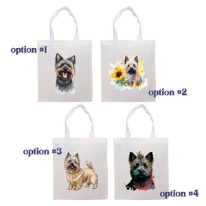 Canvas Tote Bag, Zippered With Handles & Inner Pocket, "Cairn Terrier"-1