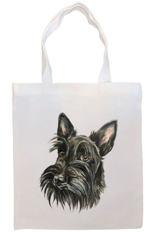 Canvas Tote Bag, Zippered With Handles & Inner Pocket, "Scottish Terrier"-4