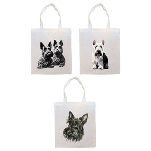 Canvas Tote Bag, Zippered With Handles & Inner Pocket, "Scottish Terrier"-0