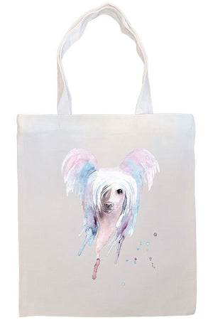 Canvas Tote Bag, Zippered With Handles & Inner Pocket, "Chinese Crested"-3