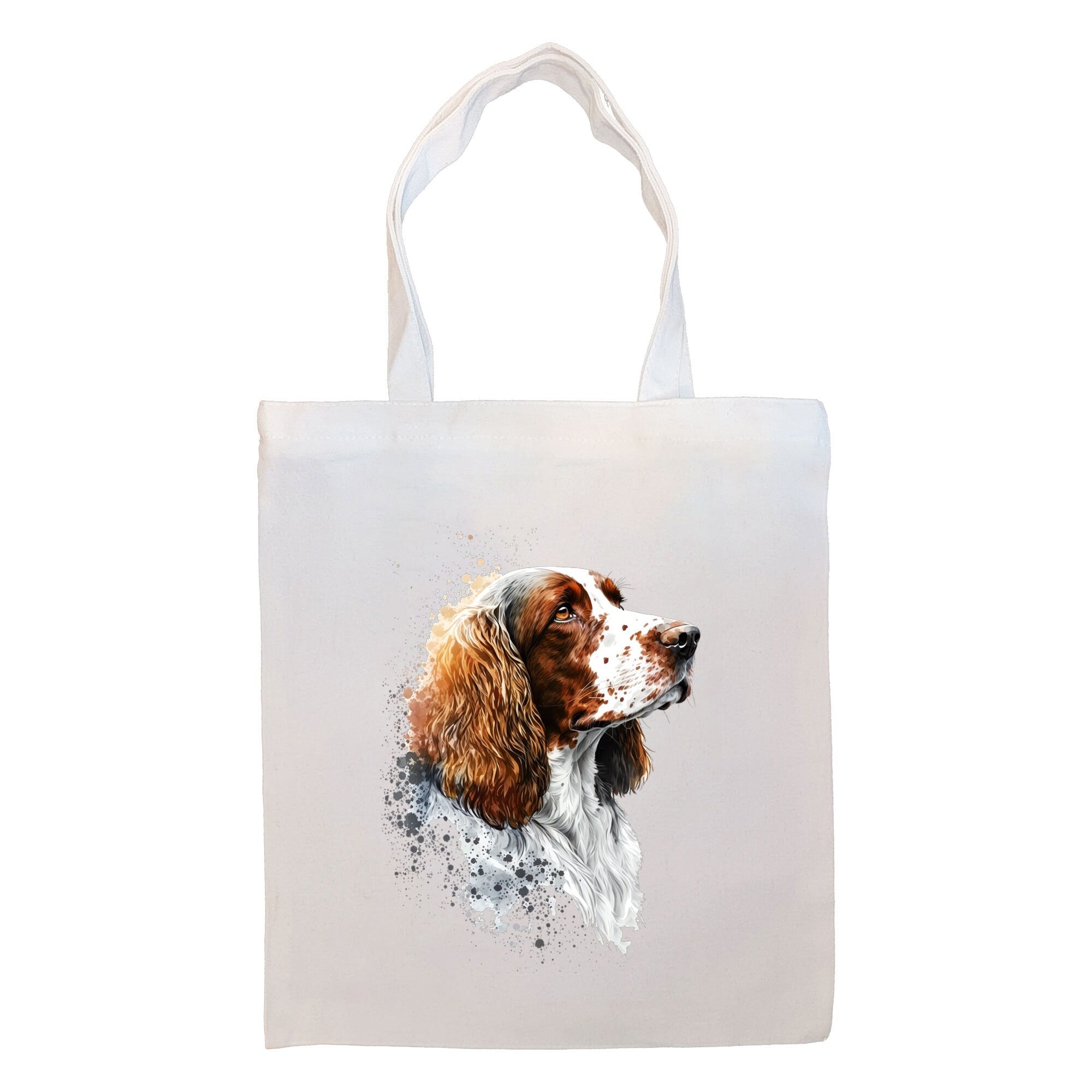 Canvas Tote Bag, Zippered With Handles & Inner Pocket, "Welsh Springer Spaniel"-0