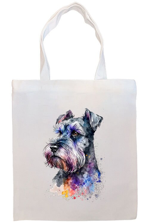 Canvas Tote Bag, Zippered With Handles & Inner Pocket, "Miniature Schnauzer"-3