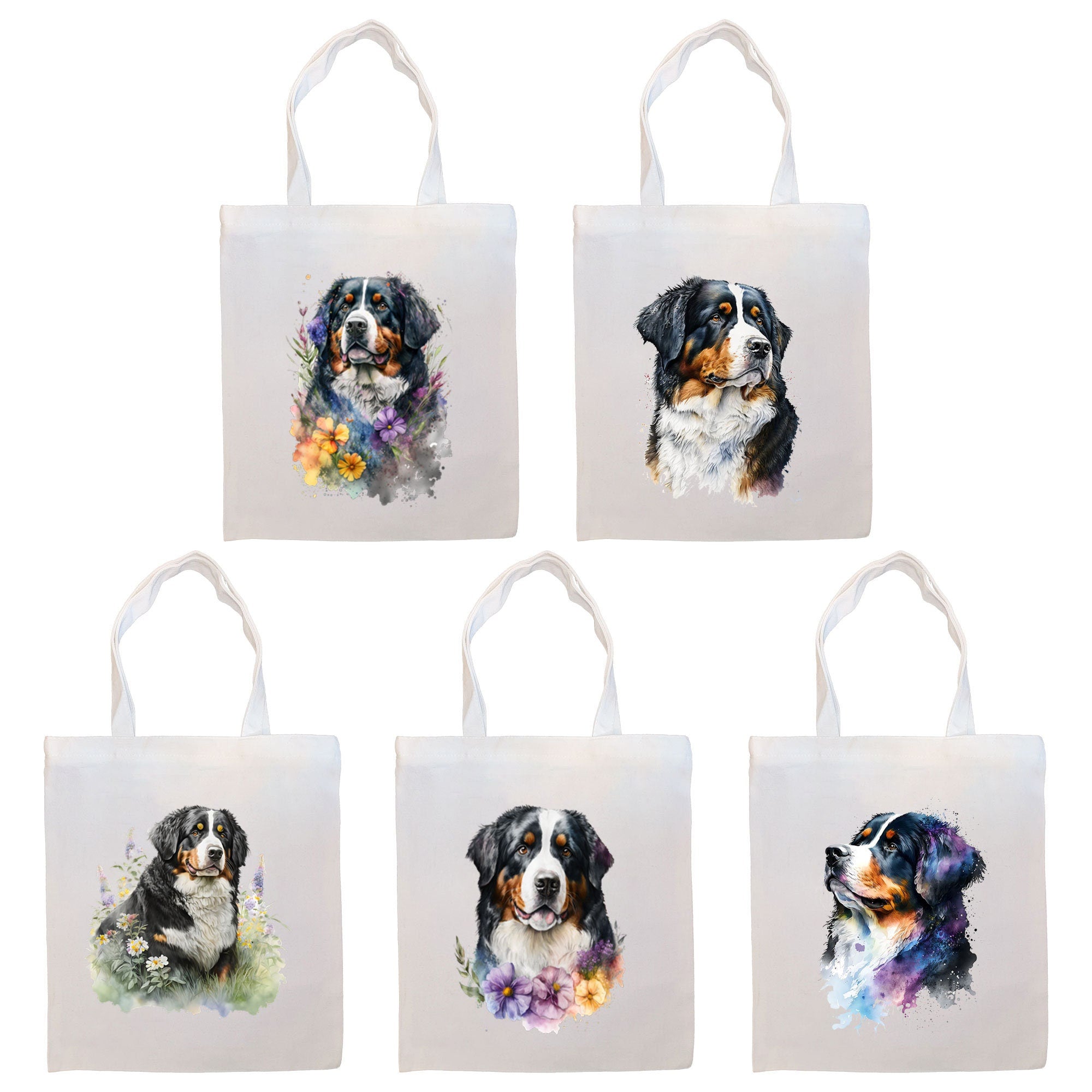 Canvas Tote Bag, Zippered With Handles & Inner Pocket, "Bernese Mountain Dog"-0