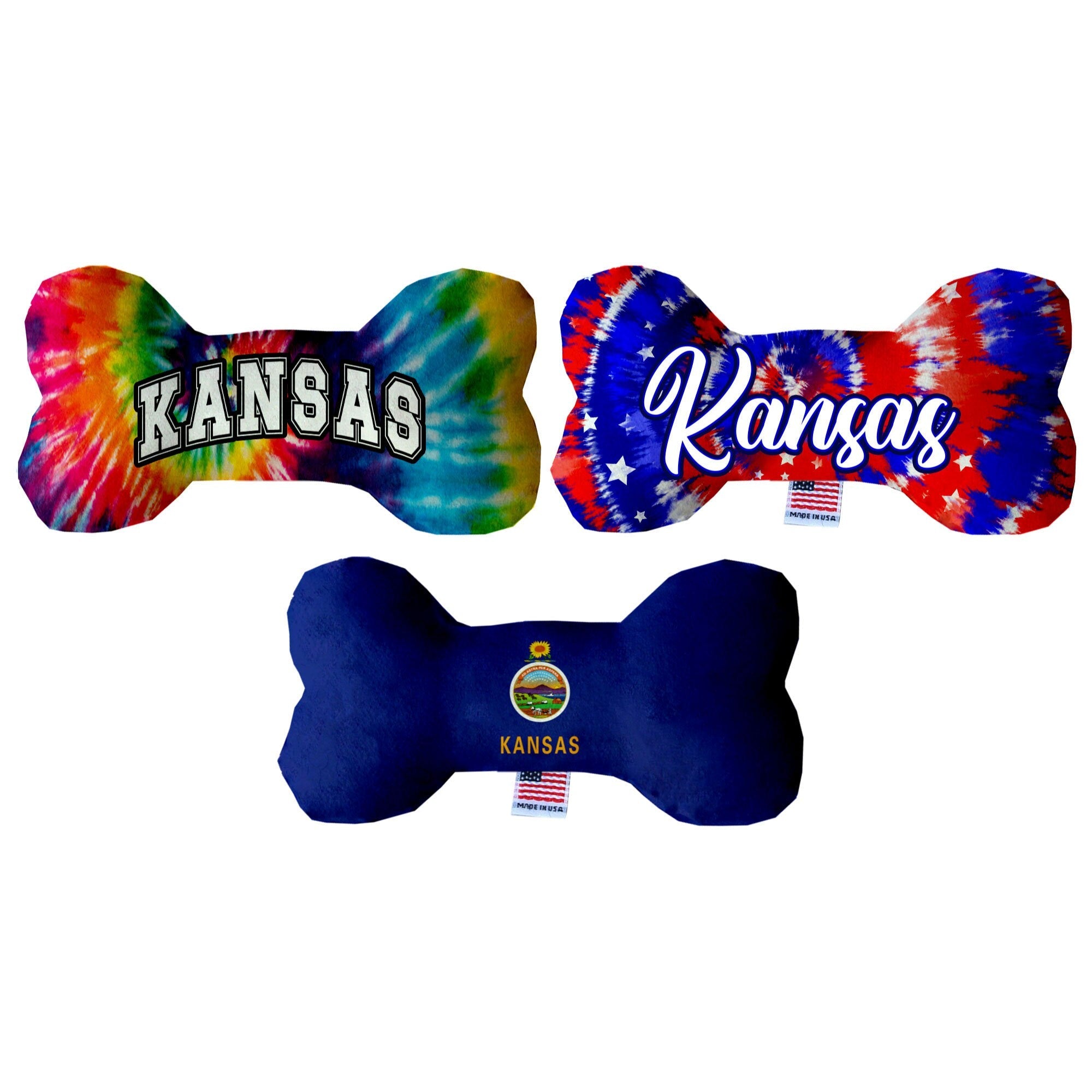 Pet & Dog Plush Bone Toys, "Kansas State Options" (Available in different pattern options)-0