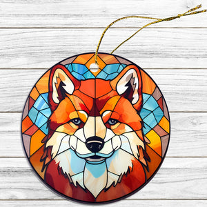 Dog Breed Christmas Ornament Stained Glass Style, "Akita"-4