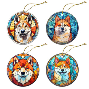 Dog Breed Christmas Ornament Stained Glass Style, "Akita"-0