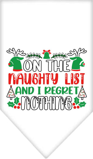 Christmas Pet and Dog Bandana Screen Printed, "On The Naughty List And I Regret Nothing"-4