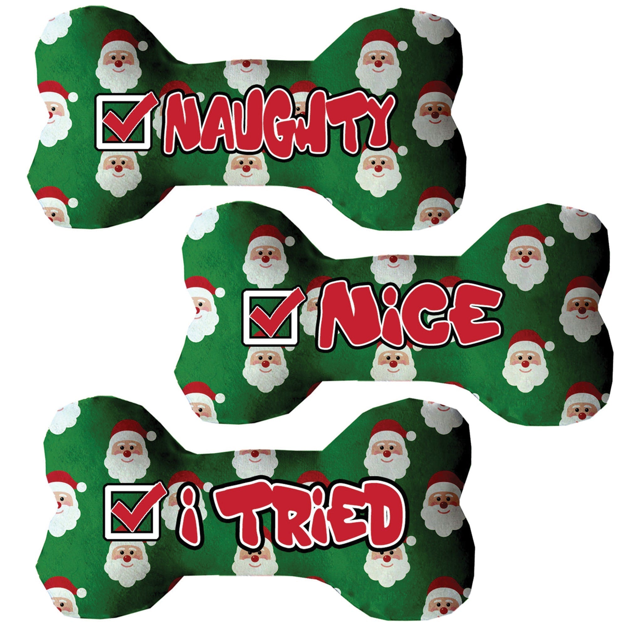 Christmas Pet & Dog Plush Bone Toys, "Naughty, Nice, or I Tried"-0