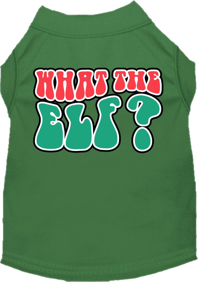 Christmas Pet Dog and Cat Shirt Screen Printed, "What The Elf"-4