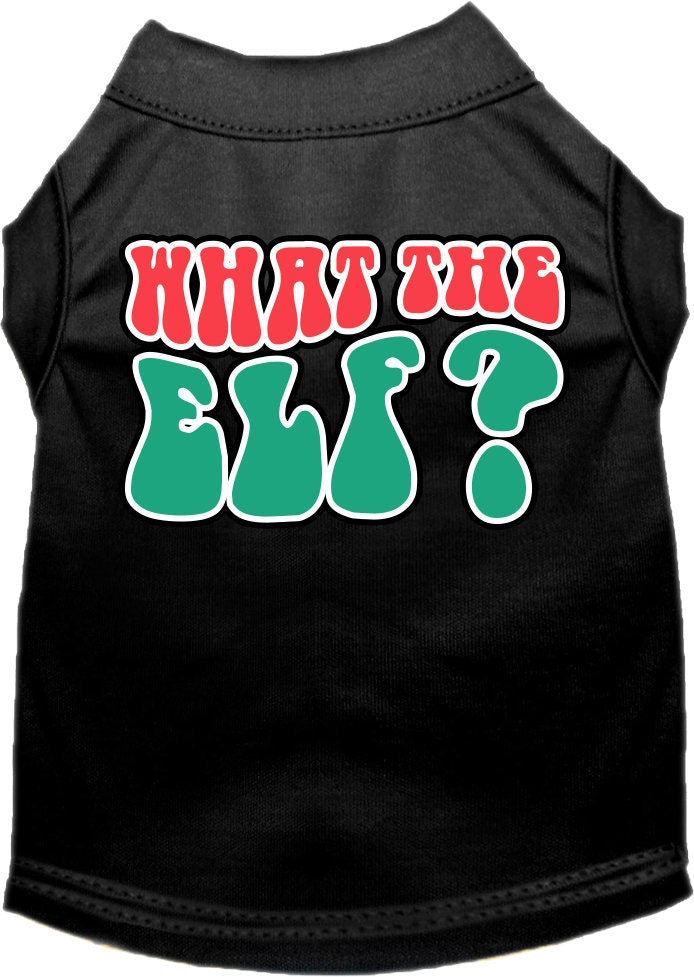 Christmas Pet Dog and Cat Shirt Screen Printed, "What The Elf"-2