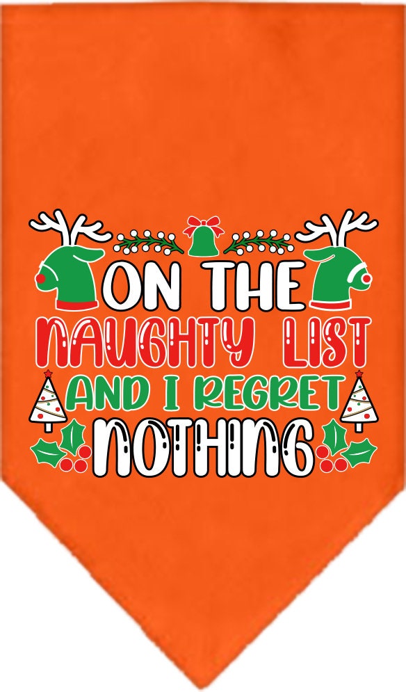 Christmas Pet and Dog Bandana Screen Printed, "On The Naughty List And I Regret Nothing"-1