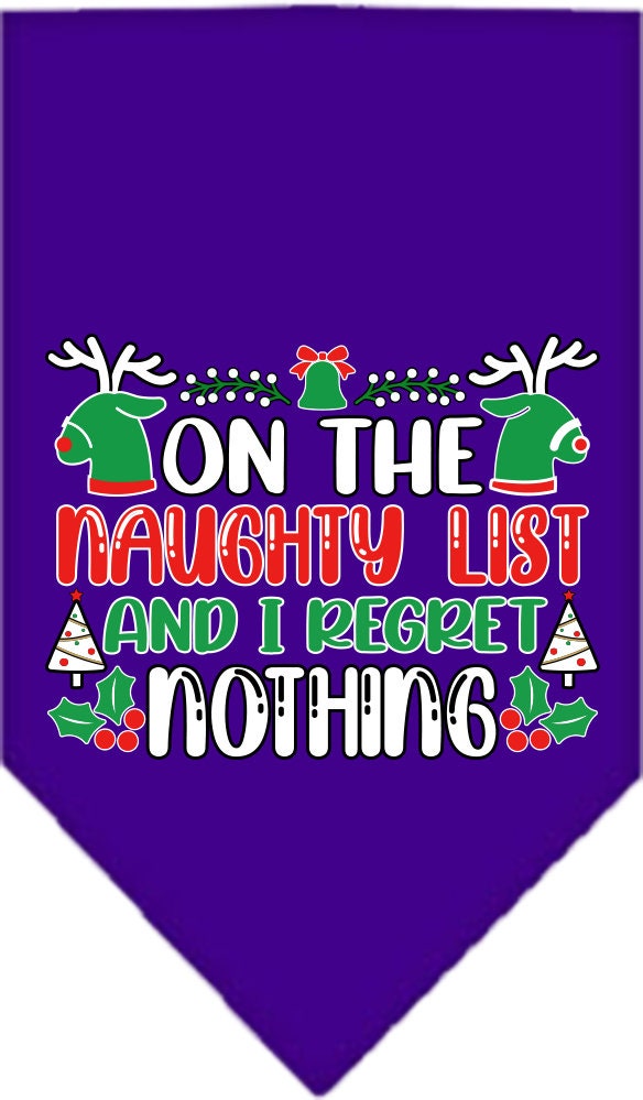 Christmas Pet and Dog Bandana Screen Printed, "On The Naughty List And I Regret Nothing"-2